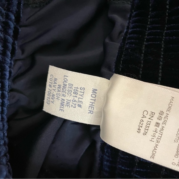 MOTHER REVOLVE The Velvet Lounger Ankle Velour Track Pants in Navy - Picture 6 of 16